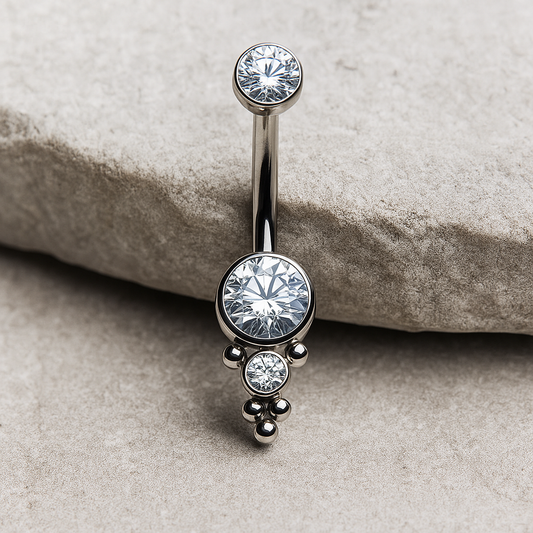 Tiara Titanium Cluster Belly Ring – hypoallergenic piercing jewellery by Cura