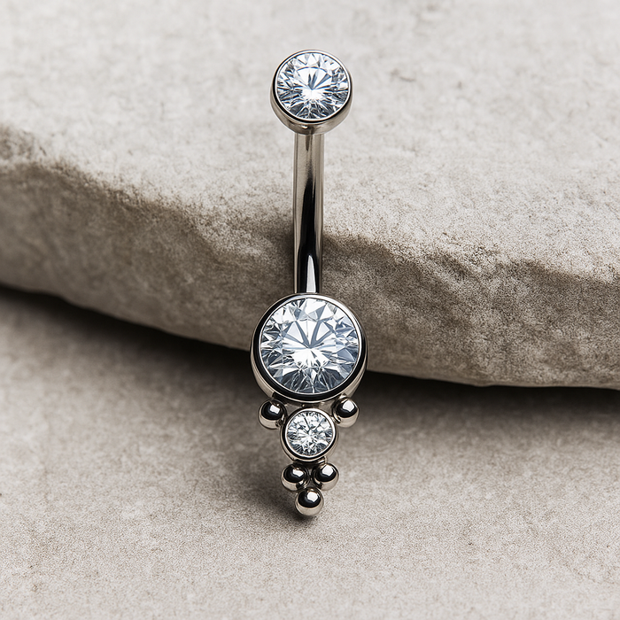 Tiara Titanium Cluster Belly Ring – hypoallergenic piercing jewellery by Cura