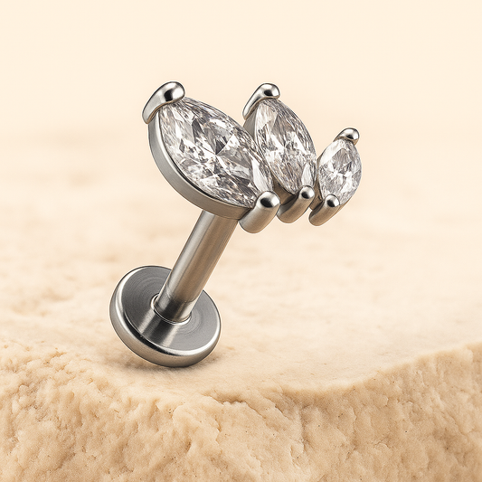 Maya - Titanium Three Leaf Marquise Stud