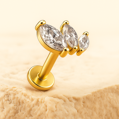 Maya - Titanium Three Leaf Marquise Stud