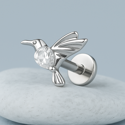 Ayla - Titanium Hummingbird Crystal Stud