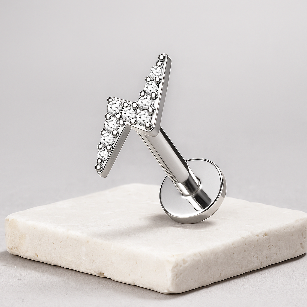 Mila - Titanium Lightening Bolt Stud