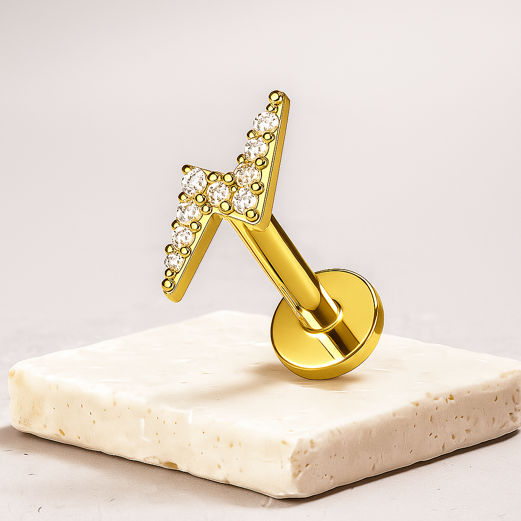 Mila - Titanium Lightening Bolt Stud