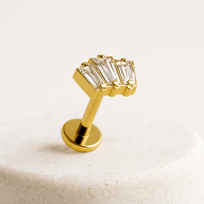 Alba - Titanium Tristone Baguette Stud