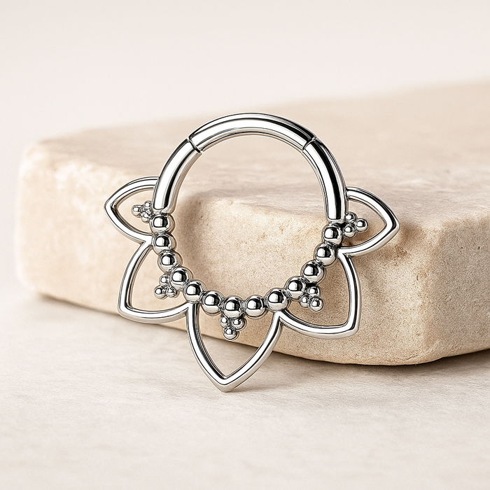 Nika - Titanium Mandala Daith / Septum Ring – hypoallergenic piercing jewellery by Cura