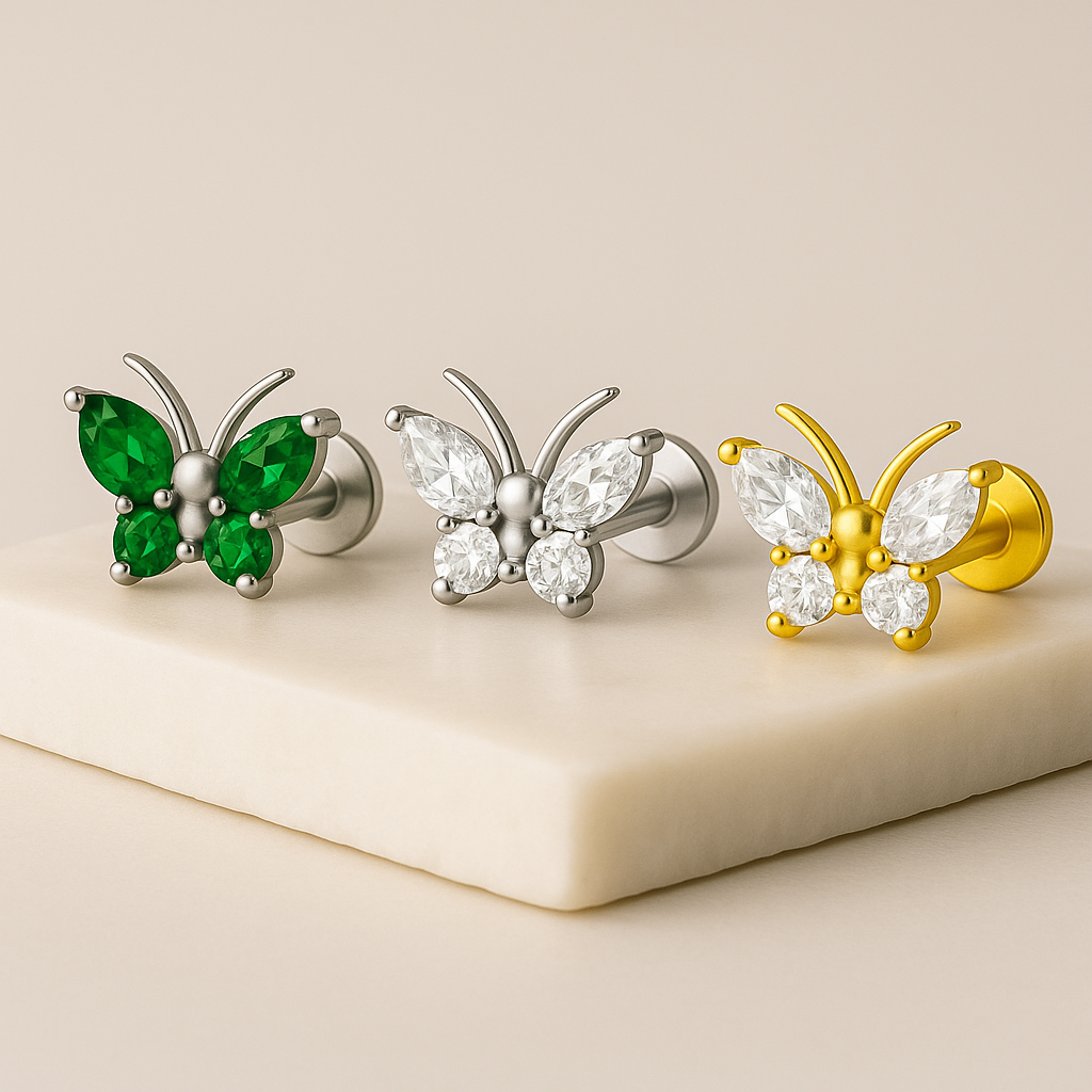 Bella - Titanium Butterfly Stud