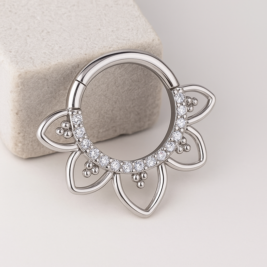 Nikita - Titanium Mandala Jewelled Daith/ Septum Ring – hypoallergenic piercing jewellery by Cura