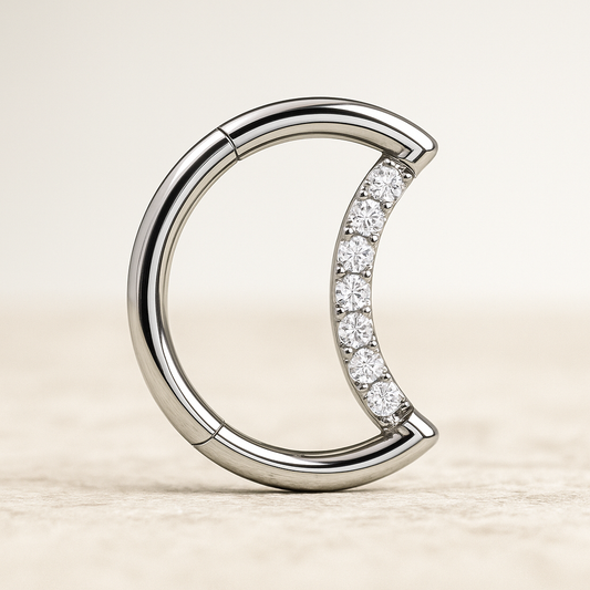 Dina - Titanium Moon Daith/ Septum Segment Ring – hypoallergenic piercing jewellery by Cura