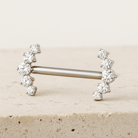 Nyla - Titanium Threadless Curved Nipple Bar – hypoallergenic piercing jewellery by Cura