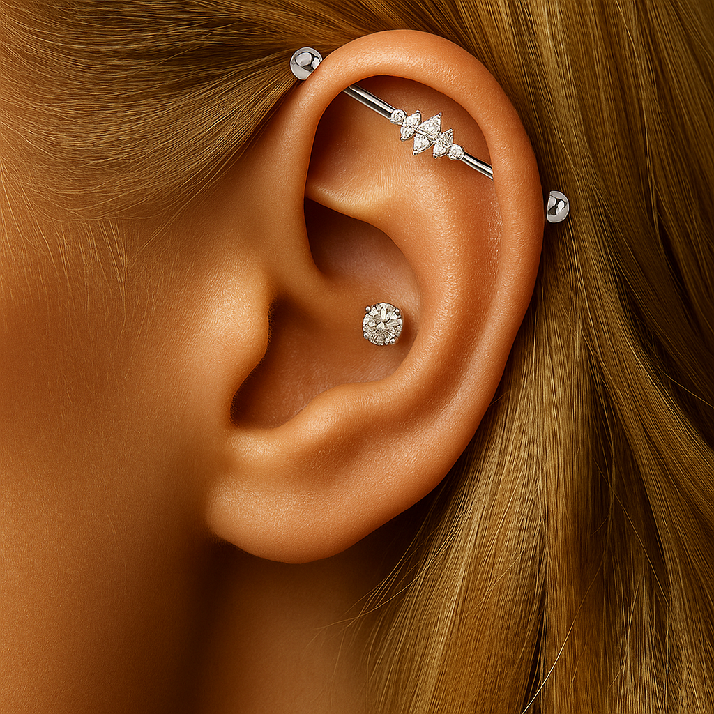 Indira - Titanium Quad Marquise Industrial Bar