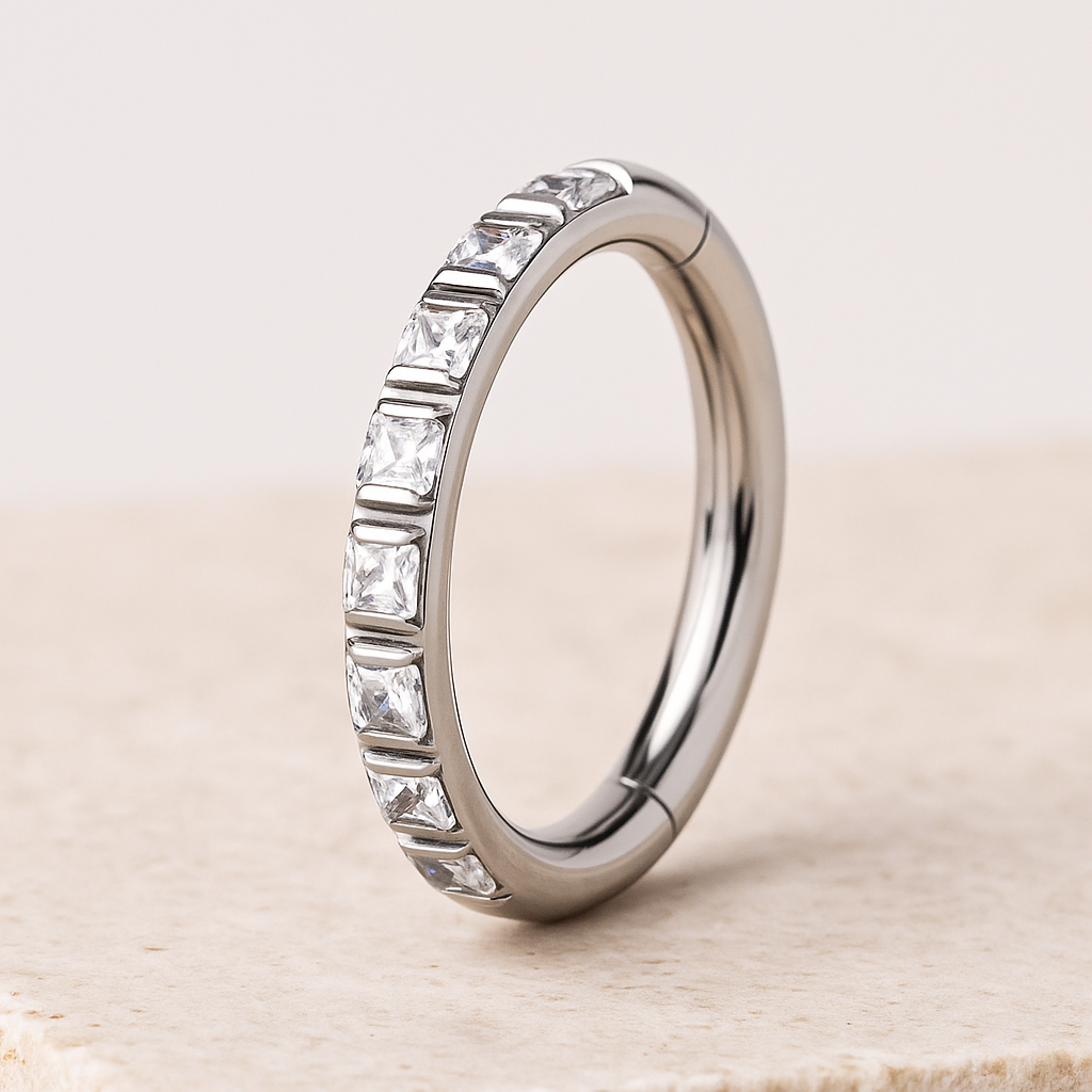 Isla - Titanium Square Blaze Segment Ring