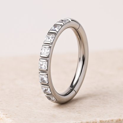Isla - Titanium Square Blaze Segment Ring