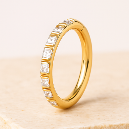 Isla - Titanium Square Blaze Segment Ring