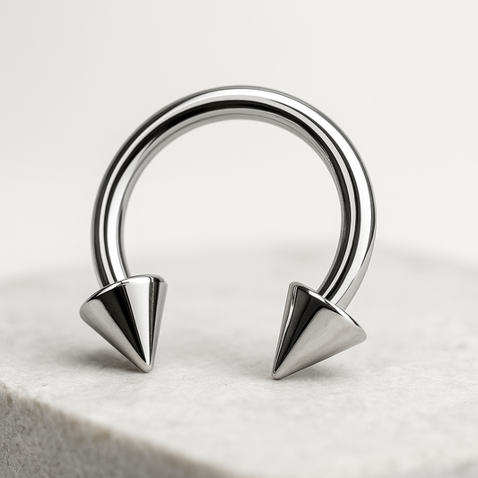 Yara - Titanium Spike Horseshoe Septum/ Nipple Ring – hypoallergenic piercing jewellery by Cura