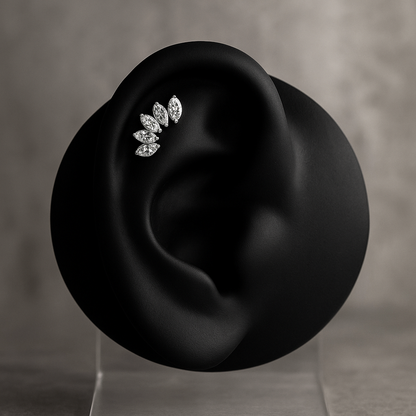 Mia - Titanium Marquise Curved Stud