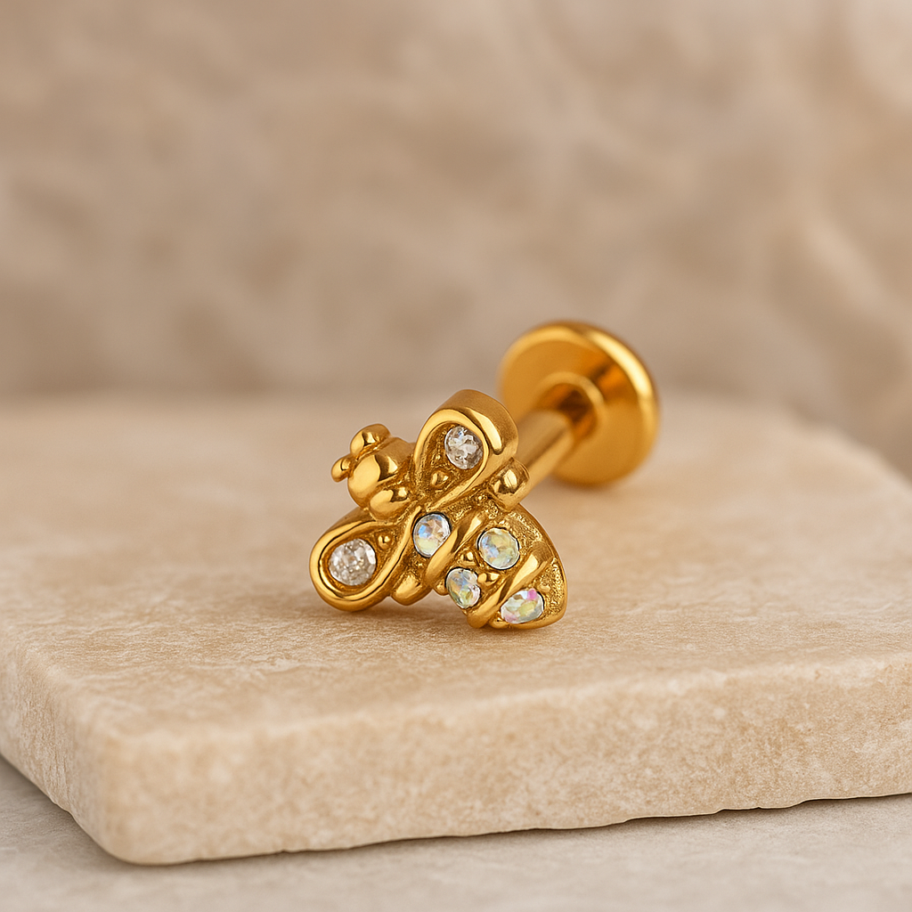 Carmen - Threadless Surgical Steel Bee Stud