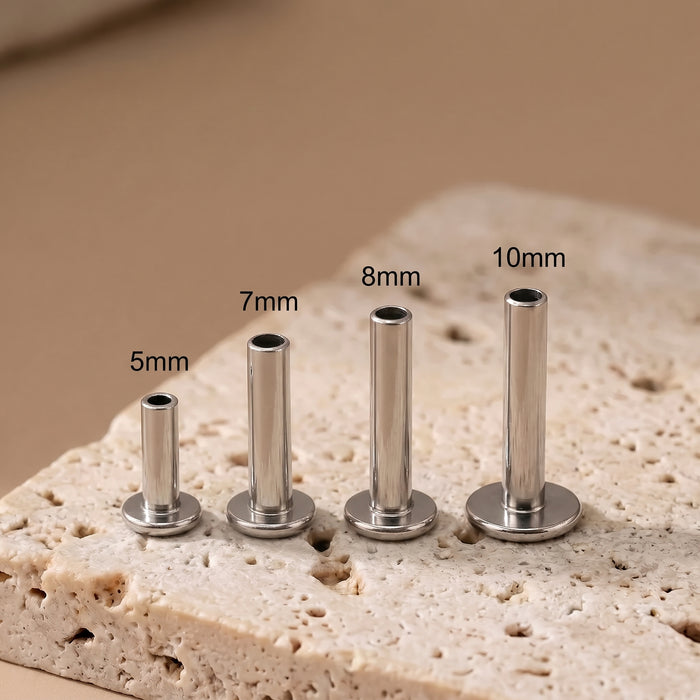 5mm, 7mm, 8mm and 10mm Titanium Threadless Flatback Post Only