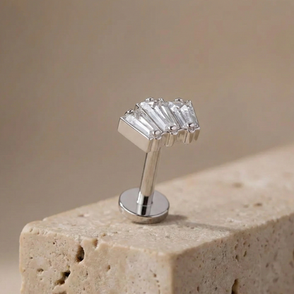 Alba - Titanium Tristone Baguette Stud