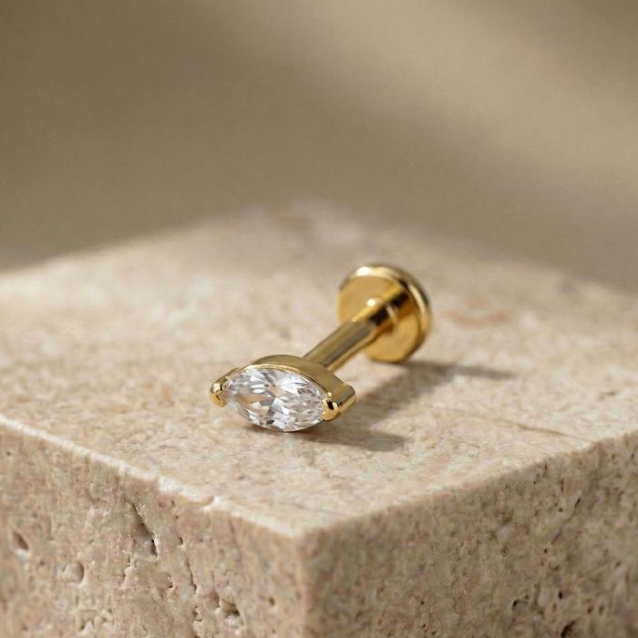 Anna - Titanium Marquise Stud – hypoallergenic piercing jewellery by Cura
