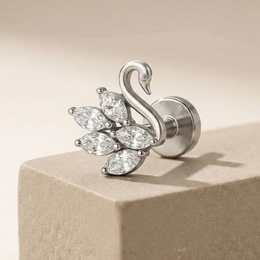 Arina - Swan Labret Stud