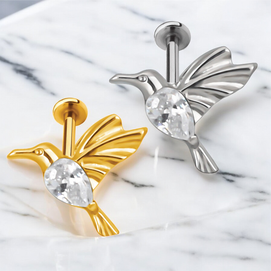 Ayla - Titanium Hummingbird Crystal Stud