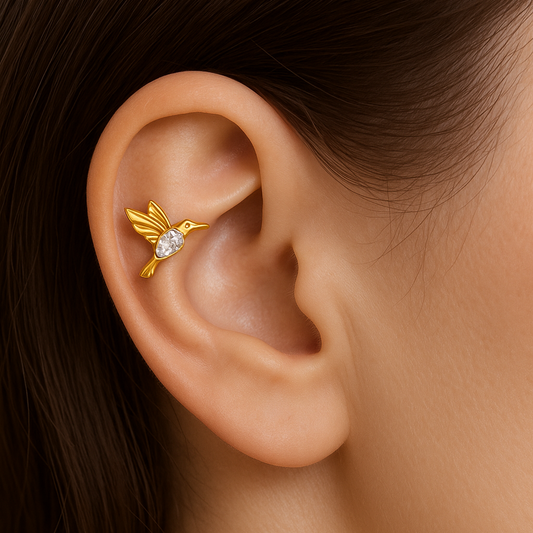 Ayla - Titanium Hummingbird Crystal Stud