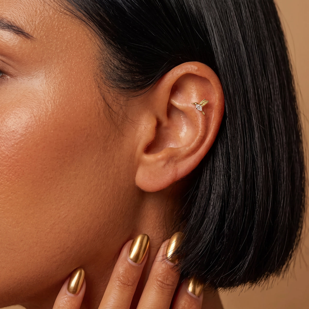 Ayla - Titanium Hummingbird Crystal Stud