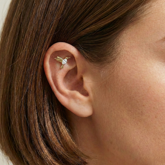 Ayla - Titanium Hummingbird Crystal Stud