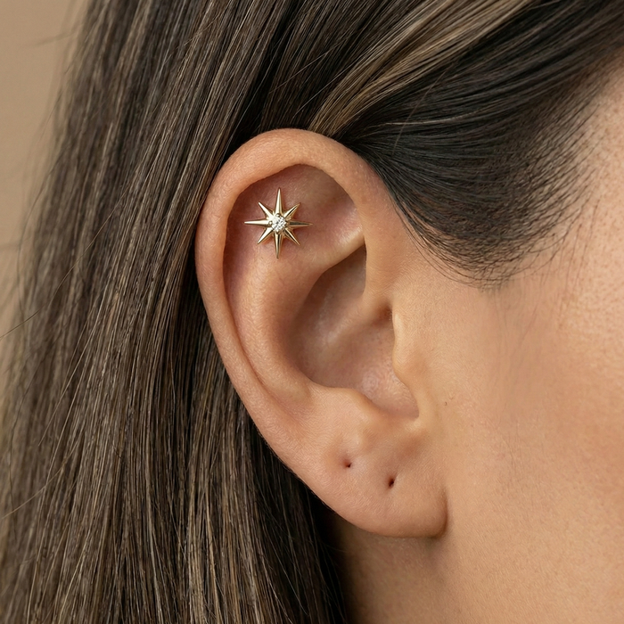 Azura - Titanium Nova Star Stud – hypoallergenic piercing jewellery by Cura