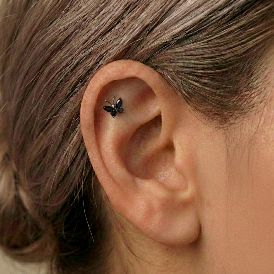 Bella - Titanium Butterfly Stud
