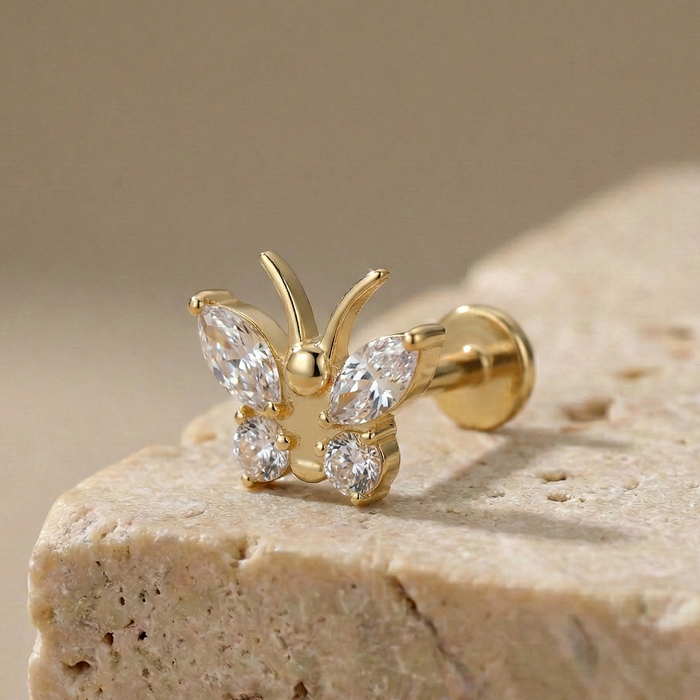 Bella - Titanium Butterfly Stud