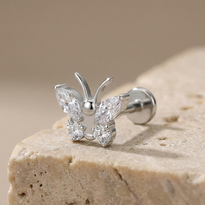Bella - Titanium Butterfly Stud