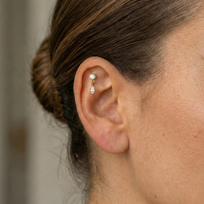 Camila - Titanium Marquise Dangle Chain Stud