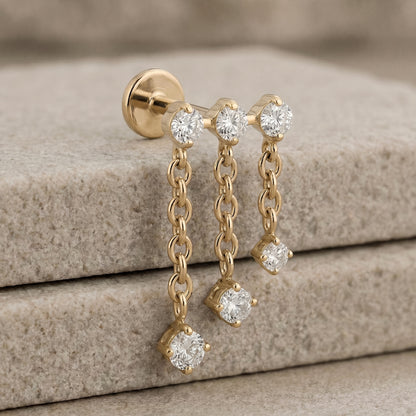Caterina - Titanium Triple Dangle Chain Stud
