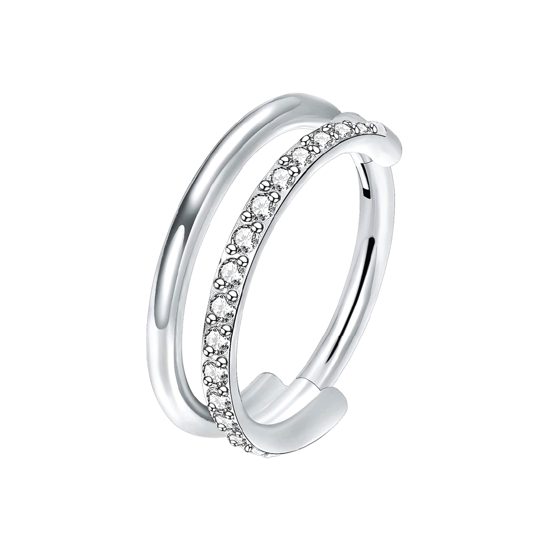 Titanium Double Layer Paved Segment Ring | Cura - Piercing Jewellery