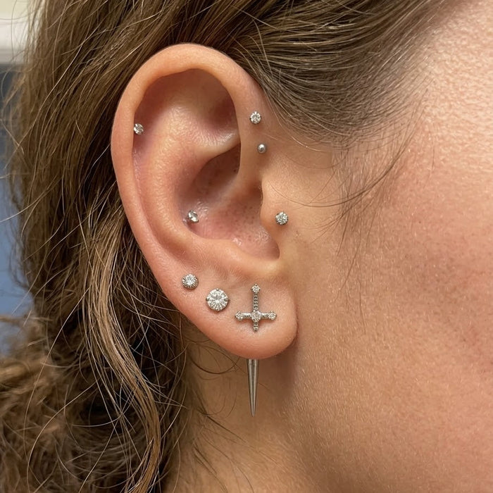 Electra - Titanium Sword Stud / Ear Jacket