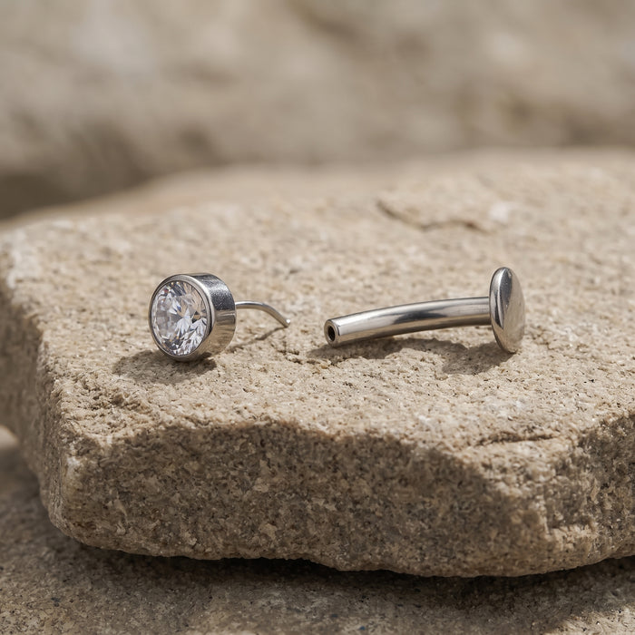Elsa - Titanium Floating Single-Stone Belly Ring