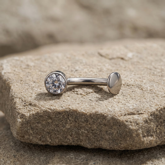 Elsa - Titanium Floating Single-Stone Belly Ring