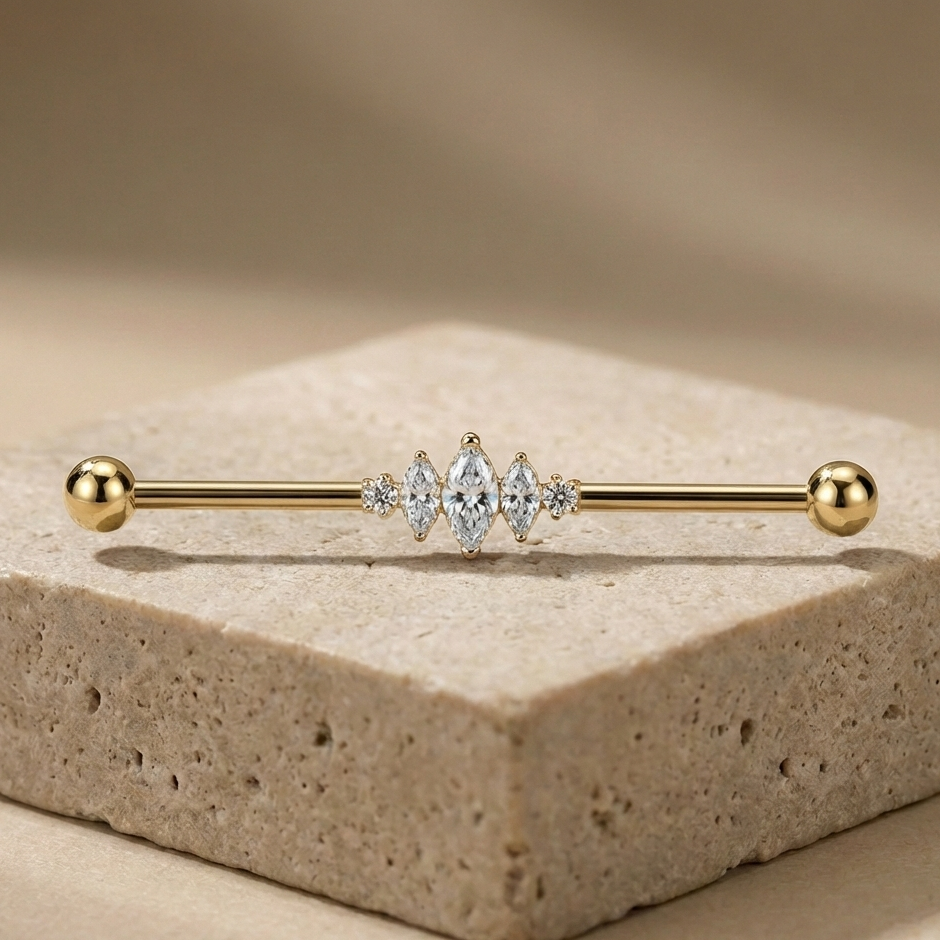 Indira - Titanium Quad Marquise Industrial Bar