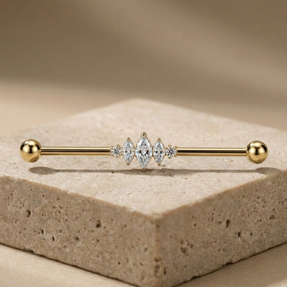 Indira - Titanium Quad Marquise Industrial Bar