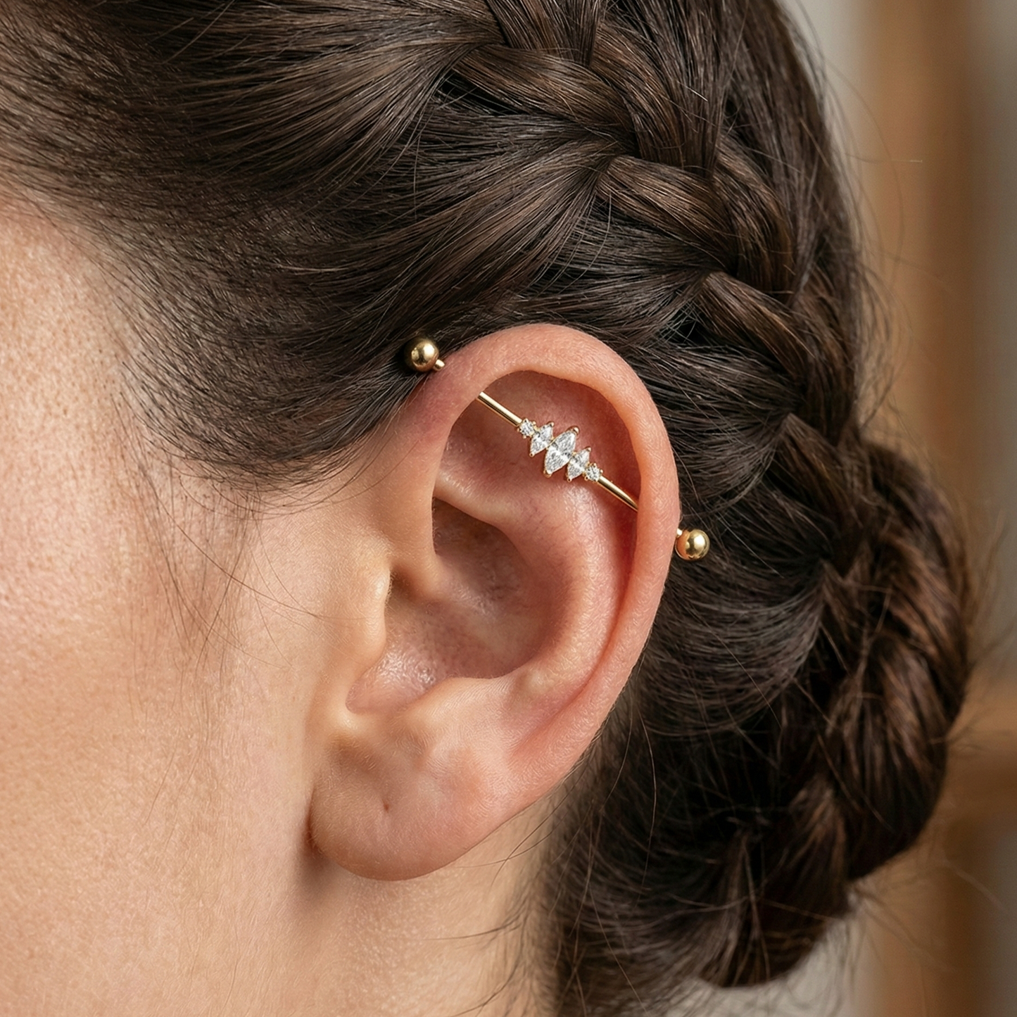 Indira - Titanium Quad Marquise Industrial Bar