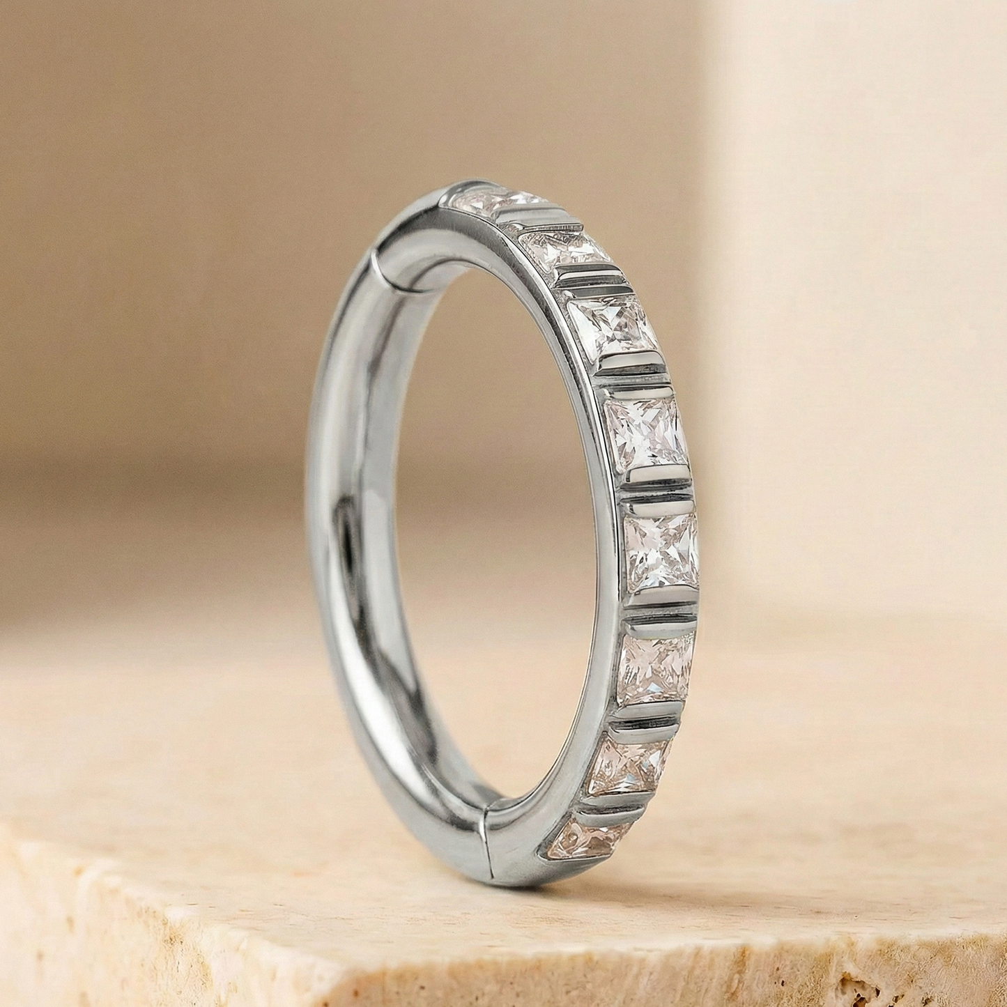 Isla - Titanium Square Blaze Segment Ring