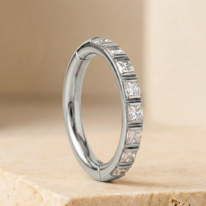 Isla - Titanium Square Blaze Segment Ring