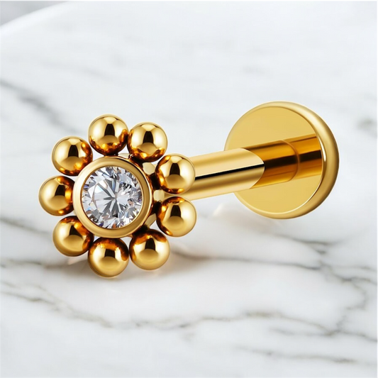 Layali – Titanium Flower Stud