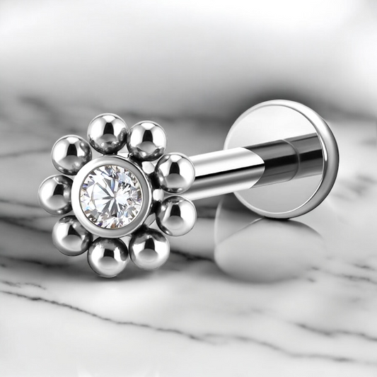 Layali – Titanium Flower Stud
