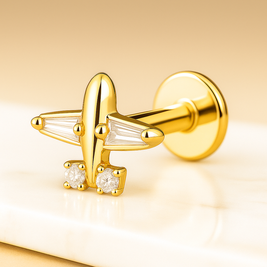 Liora - Titanium Airplane Stud