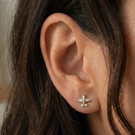 Liora - Titanium Airplane Stud
