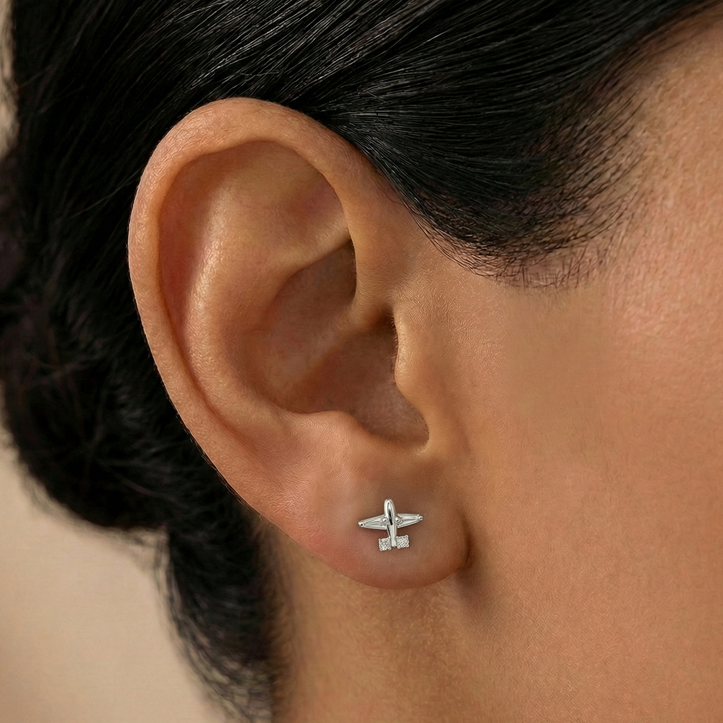 Liora - Titanium Airplane Stud