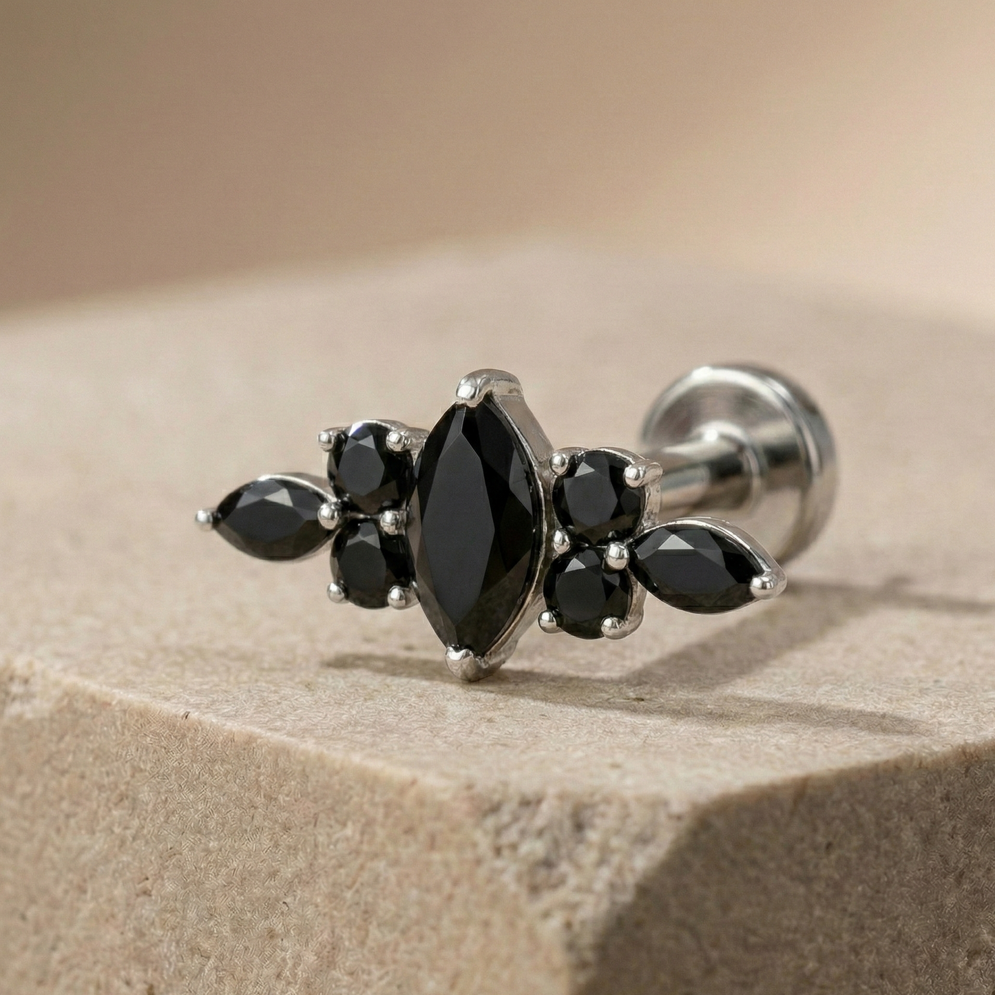 Multi-stone Black Flatback Stud