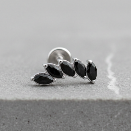 Luna - Titanium Curved Marquise Stud